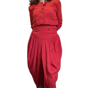 Vintage 80s Alyn Paige red‎ pant suit